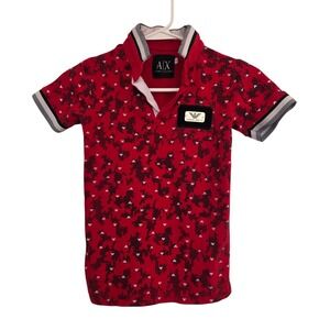 Armani Exchange Boys Red Digital Camo Eagle Polo Shirt Giorgio Armani Plaque